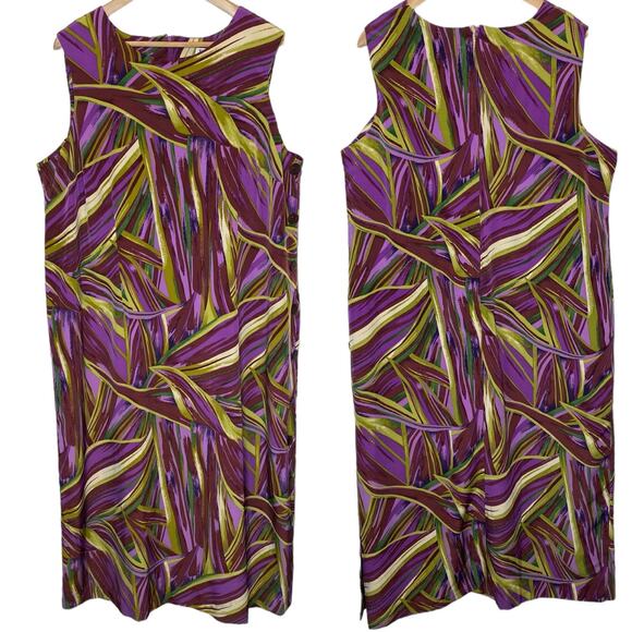 R&K Originals Vintage Sleeveless Midi Dress Abstract Print size 22W - Picture 1 of 6